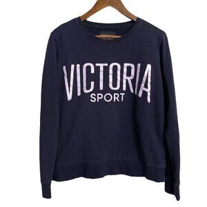 Victoria's Secret Sport Women's Blue Lightweight Crewneck Logo Sweatshirt Medium